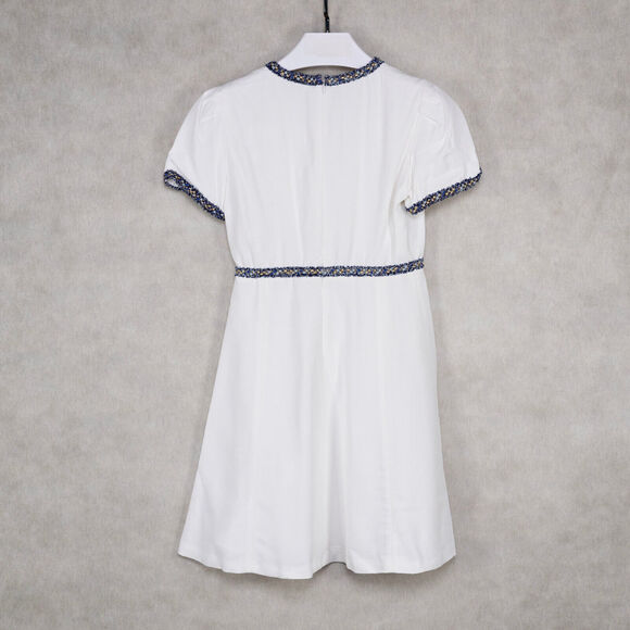 Sandro Women Reyan Tweed Trim Dress White Size 36/S or 4US - Picture 4 of 8